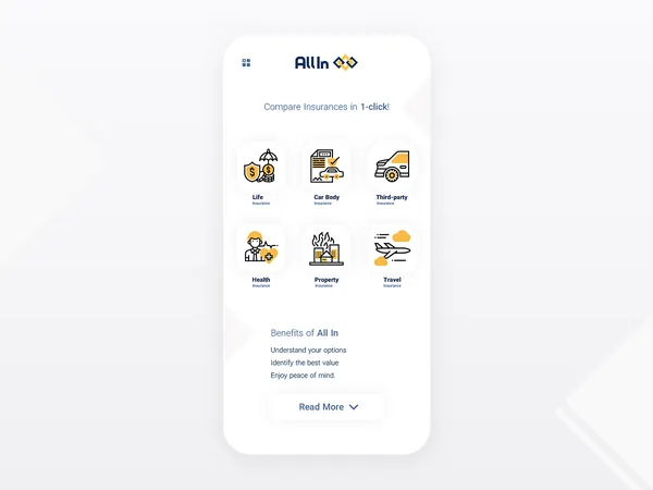 All Insurance mobile app design